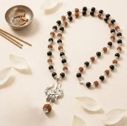 Mahadev Trishul Karungali Rudraksha Mala (Silver Cap) 4.9 ( 63 Reviews )